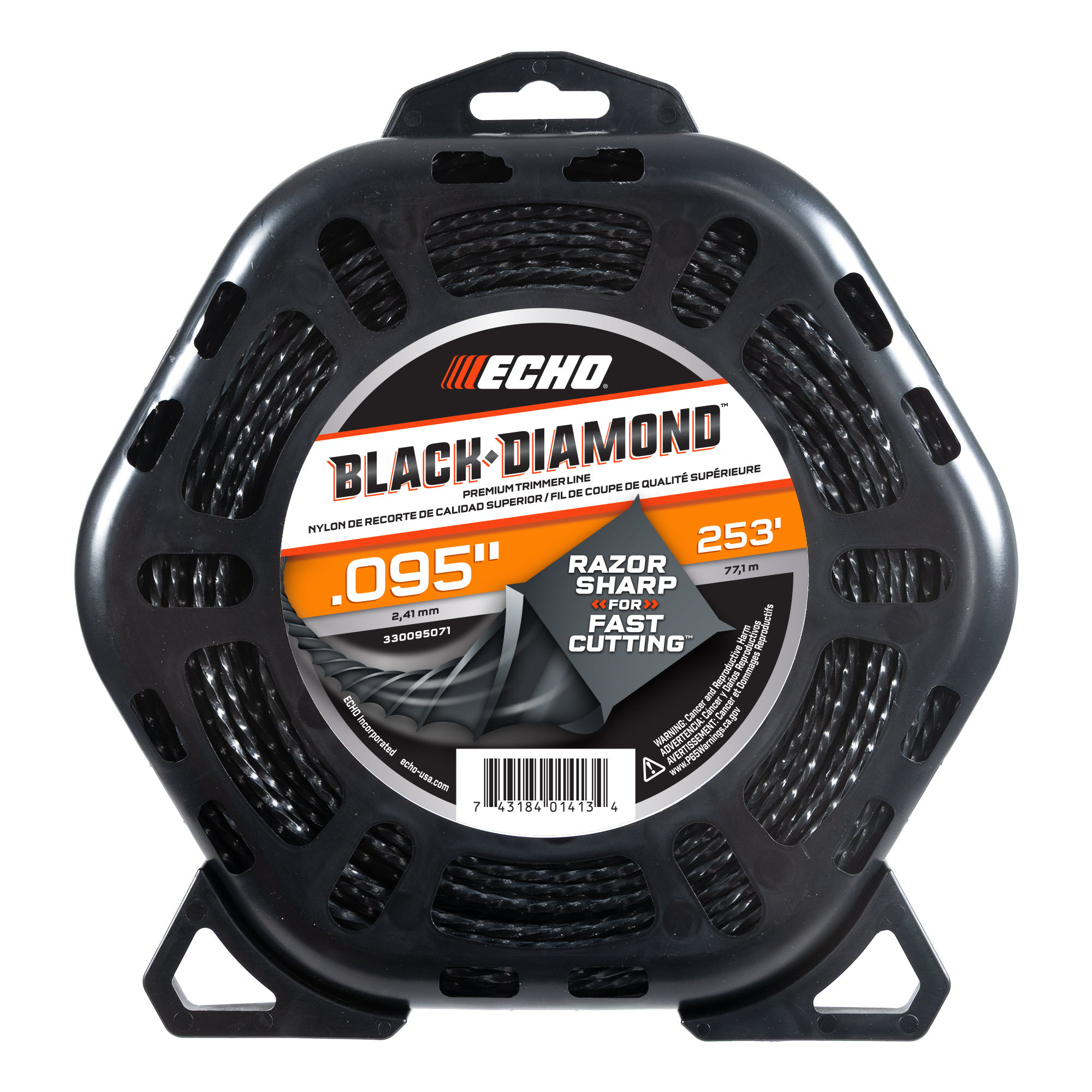 ECHO, Black Diamond® Trimmer Line Twisted, Diamond-shaped line, 253ft, .095 dia, Model #330095071